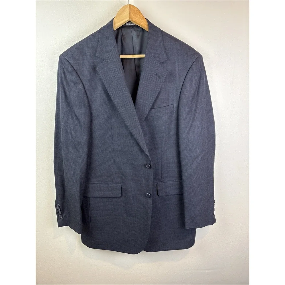 Botany‎ 500 Wool Blazer Size 38R Blue Windowpane Glen Plaid